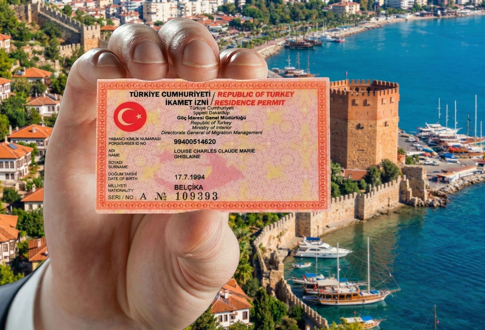 EU passport and digital residence permit on a map